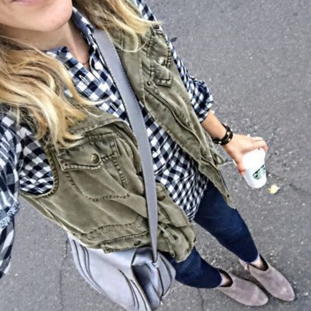 { Max Jeans } Green Cargo Vest Lagenlook